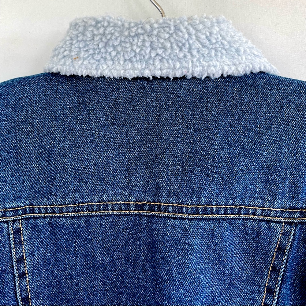Infant Sherpa Denim Jacket 12M Blue Jean Trucker Lined Baby Coat - Picture 6 of 8